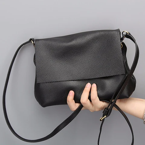 Macios para as Mulheres Bolsa de Couro Bolsa do Mensageiro Bolsas Crossbody Genuíno Senhoras Preto Luxo Pequena Bolsa Senhora Meninas Ombro Feminino