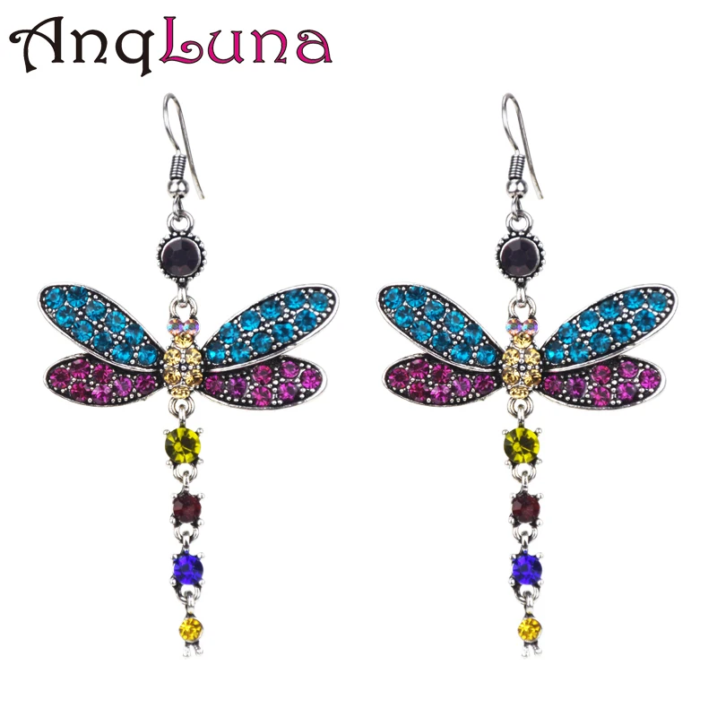

2019 Earrings For Women Dragonfly Tassel Earring Vintage Drop Dangle Earrings Boho Crystal Rhinestone Trendy Fashion Jewelry