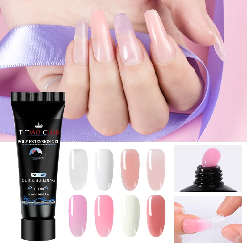 

T-TIAO CLUB Acrylic Poly Extension Gel Kit Quick Building Gel Polish Soak Off Clear Pink Nail Tips Builder UV Gel Nail Art Tip