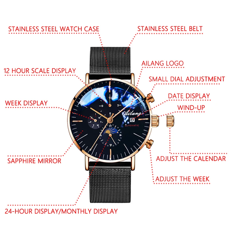 Top case carnival watch adi das bijou reloj, sapphire glass mirror automatic mechanical diver watch man Swiss gear diesel watch