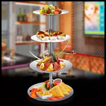 1 PCS Stainless steel multi-layer European afternoon tea snack rack Buffet bar ktv snack snack tray pastry rack pastry sandwich maker stainless steel puff pastry machine cake house western restaurant snack food snack equipment 220v 1pc
