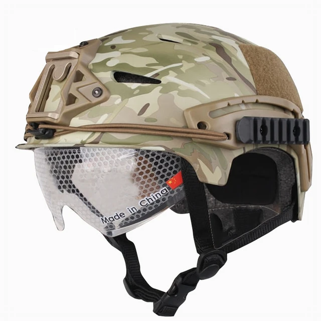 EM8981D Tactical Military Helmet With Protective Goggle Glasses Camo