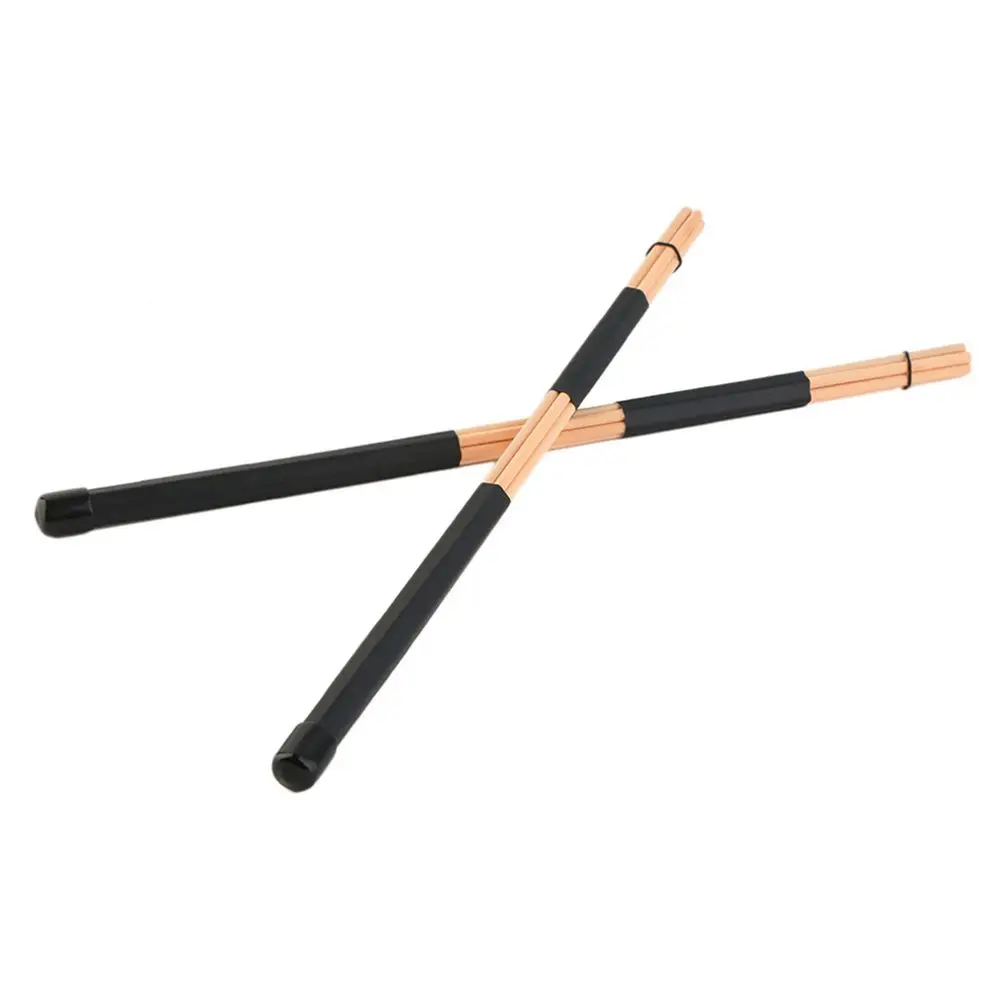 1 Pair 40cm Wooden Hot Rods Rute Jazz Drum Sticks Portable Lightweight
