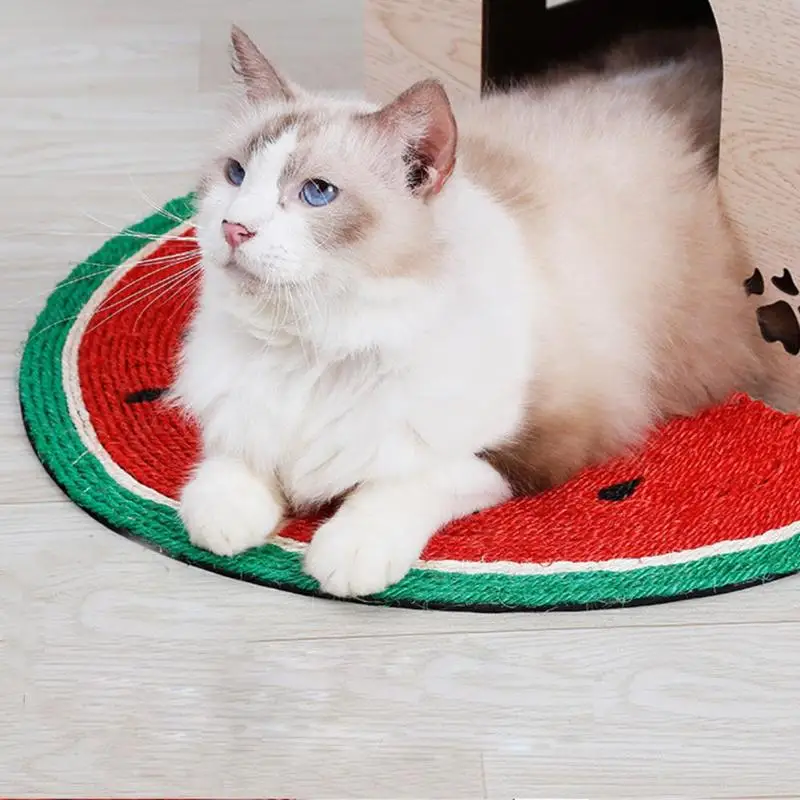

1Pcs EVC Cute Cat Scratch Carpet Watermelon Cat Scratch Board Sisal Scratch Resistant Carpet Cats Toys New Hot