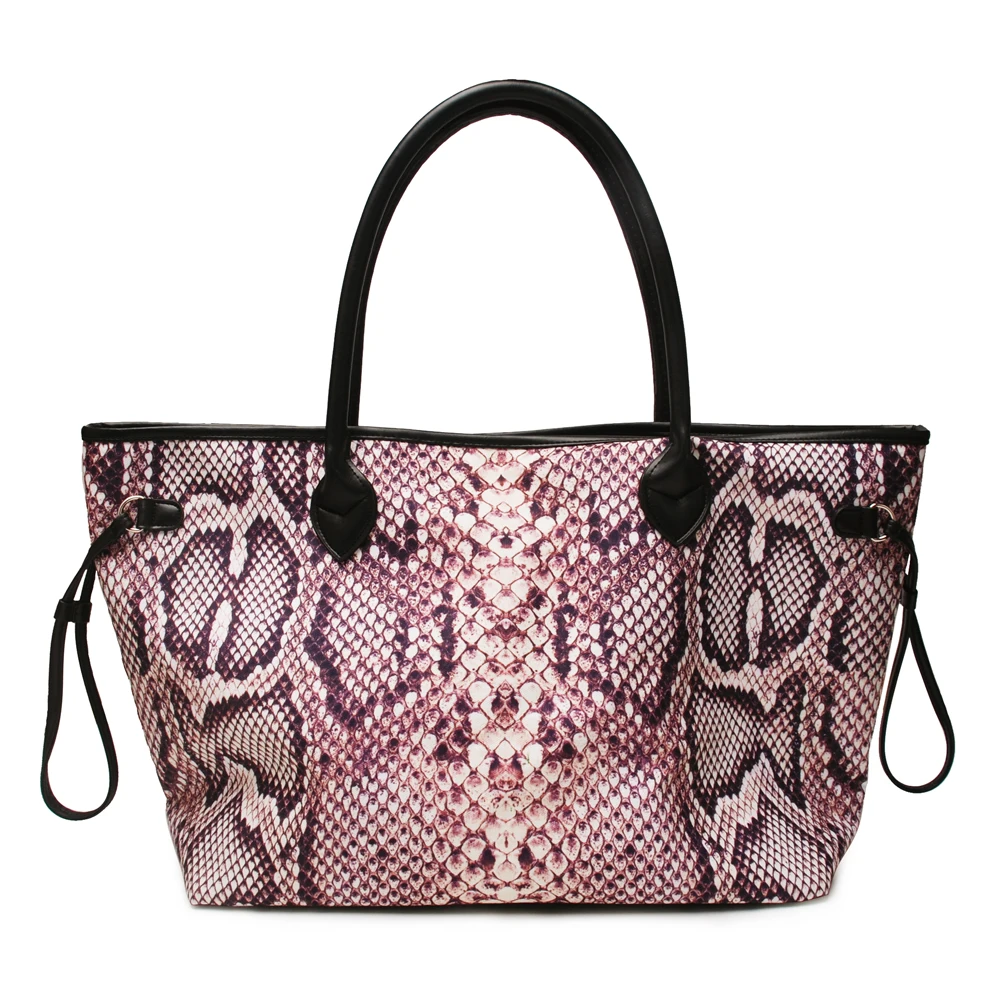 

Wholesale Snakeskin Women Handbag Canvas Casual Tote Bag With Two PU Strings Women Purse DOM1031269