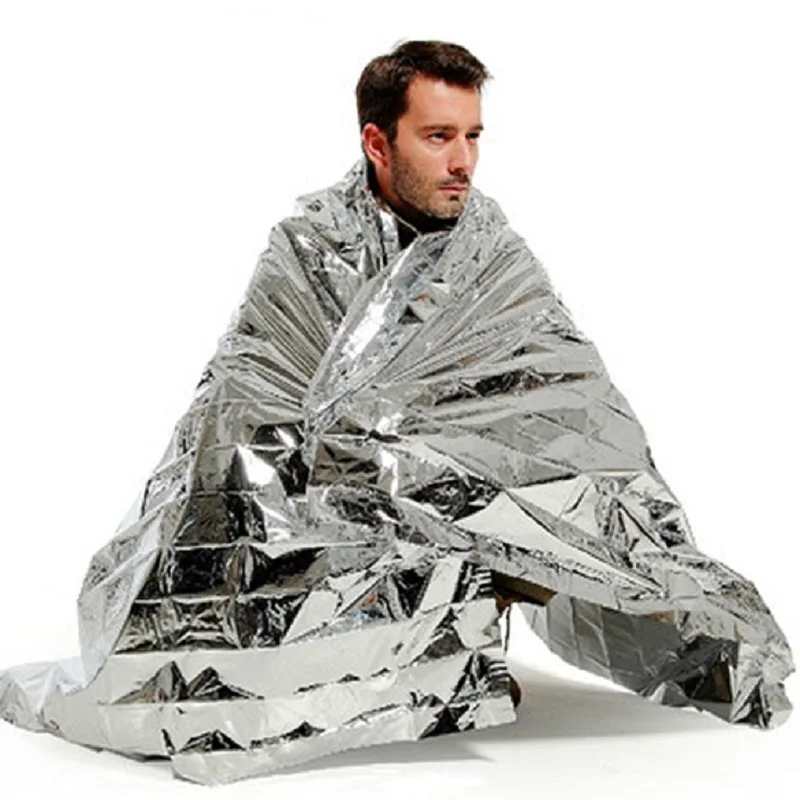 

160x210cm Portable Waterproof Emergency Blanket Windproof Survival Rescue Thermal Mylar Blankets Outdoor Life-saving Tools