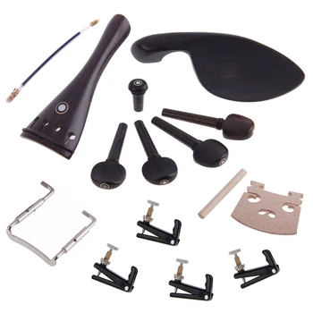 

4/4 Ebony Violin Parts Tailpiece Pegs Chinrest Maple Bridge Set