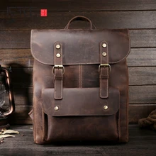 AETOO Men’s Shoulders Bag Retro Crazy Horse Leather Bag Backpack Leather Leather Casual Men Bag Retro Computer Case