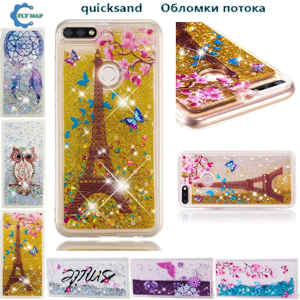 

Quicksand Case for Huawei Honor 7C C7 AUM-L41 5.7 "inch Dynamic Liquid Glitter Stars Phone Cover Coque for HonorC7 7 C AUM L41