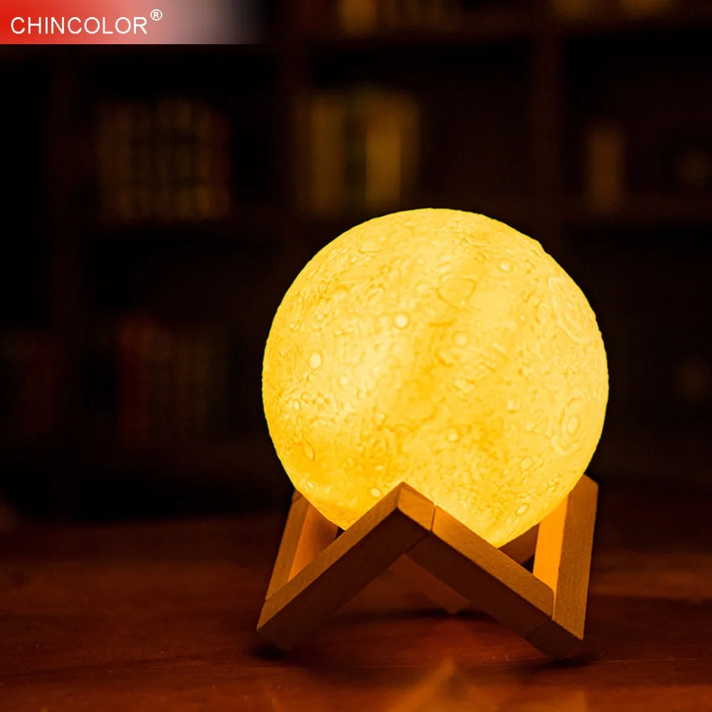 Светодиодная лампа ночник 3D Moon Lunar Baby USB Перезаряжаемый сенсорный переключатель