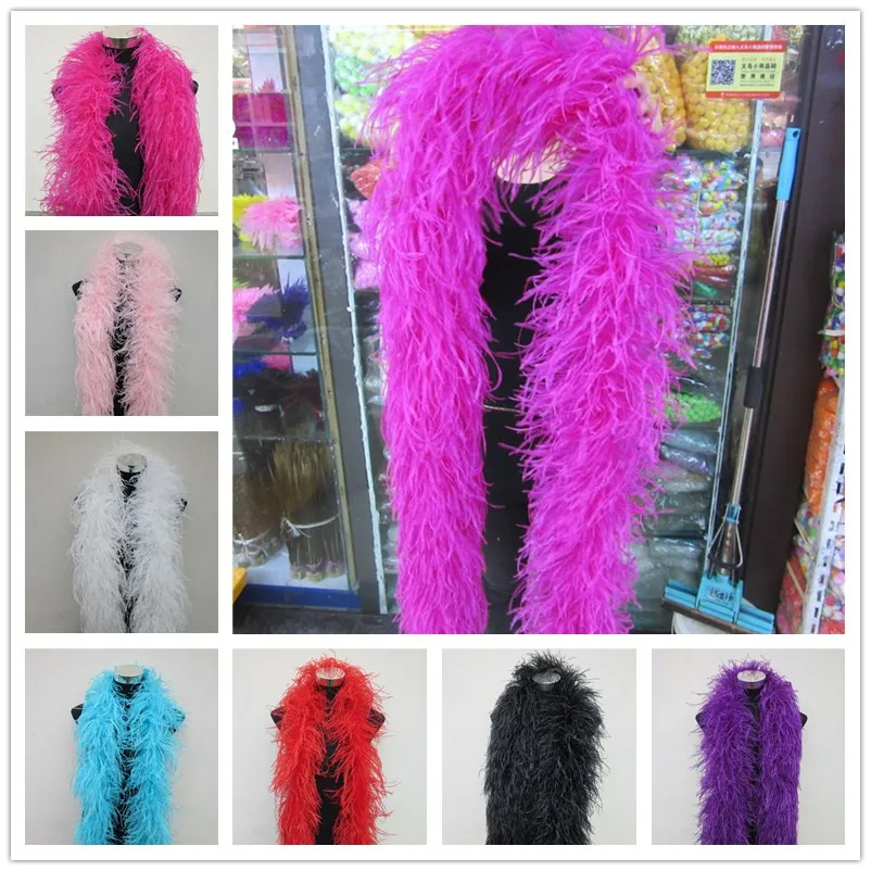 

YY-tesco 2m Long High Quality 6-layer White Ostrich Feather Boa for Wedding Focus Carnival Dress Ornaments/Shawls/Crafts