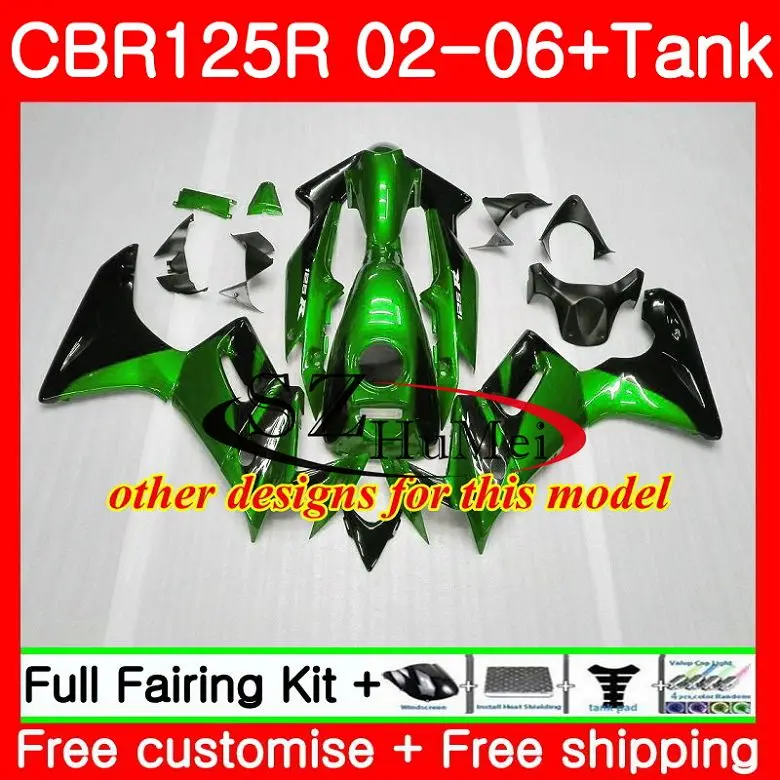 Корпус + бак для HONDA глянцевый blk CBR 125R 125CC CBR125RR CBR125R 02 03 04 05 06 62SH18 2002 2003 2004 2005 2006