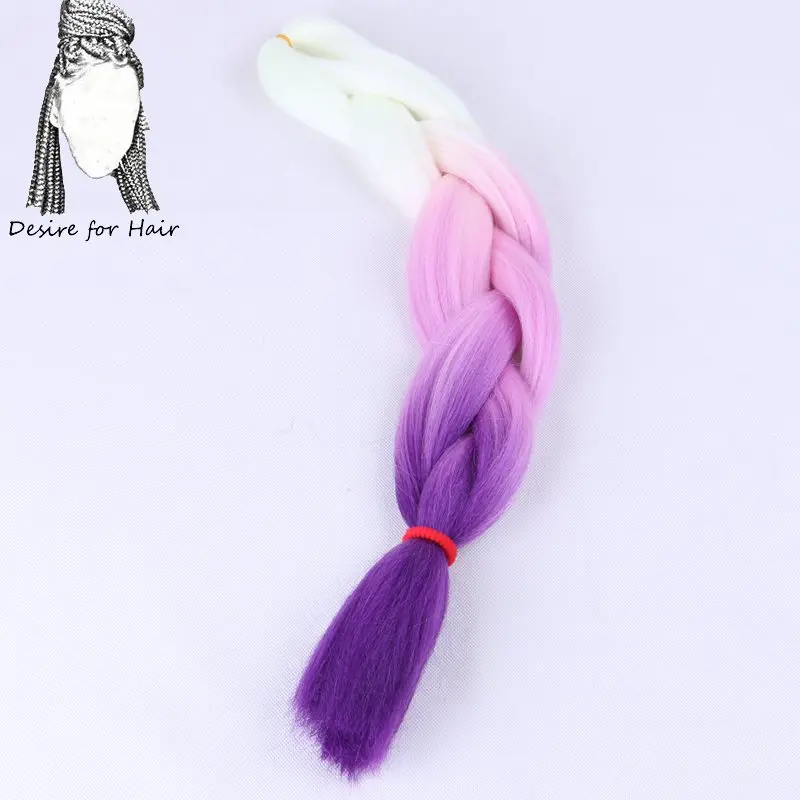 Synthetic Braiding Hair 24inch 100g 10packs per lot Jumbo Braids 3 Tone Omber Blonde Lavender Color Desire for hair