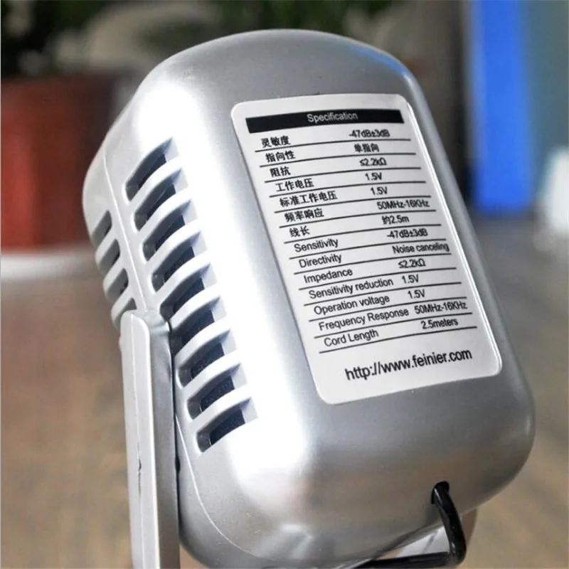 Высокое качество Ретро атласное покрытие поверхности винтажный микрофон мини микрофон проводной микрофон для записи на компьютере микрофон