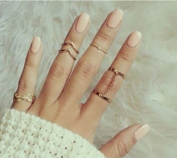 2016 new 6pcs /lot Shiny Punk style Gold plated Stacking midi Finger Knuckle rings Charm Leaf Ring Set for women Jewelry