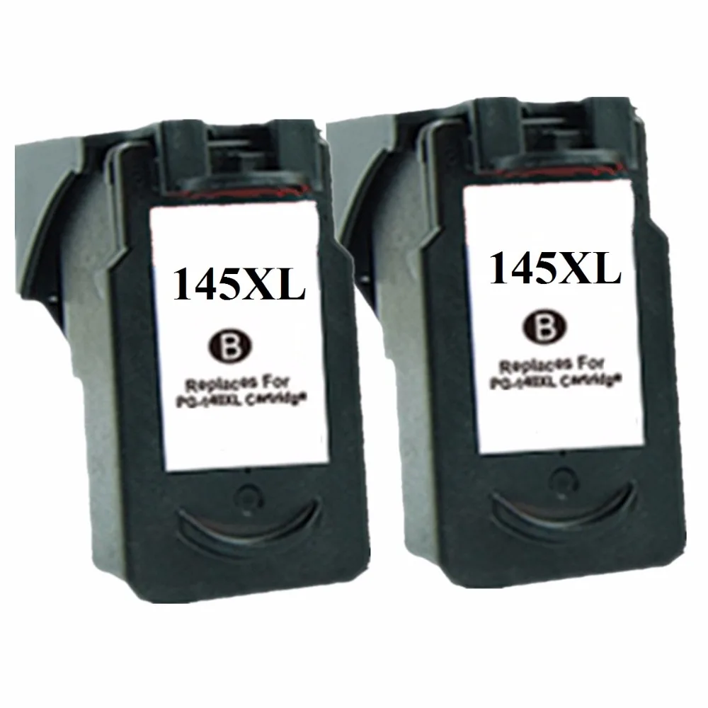 2 Black Remanufactured Ink Cartridges Cartridge For Canon PG 145 XL PG 145XL PG 145 PG145 Pixma