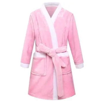 

Children Bathrobe 3-10 Y Big Boys Girls Robes Autumn And Winter Thick Soft Pyjamas Kids Pocket Stitching Night Gown Nightwear
