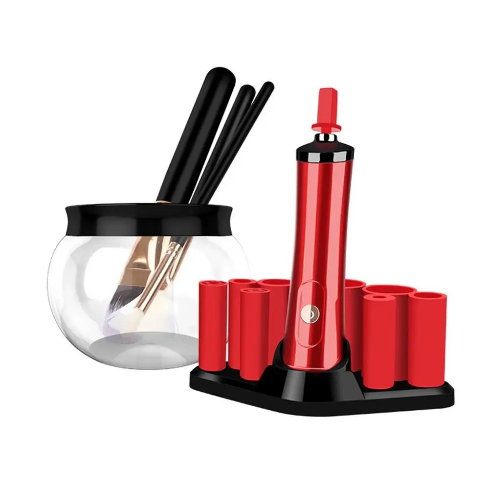 Электрическая щетка для макияжа, удобная силиконовая щетка для макияжа, моющее очищающее средство, чистящее средство, машина - Handle Color: red