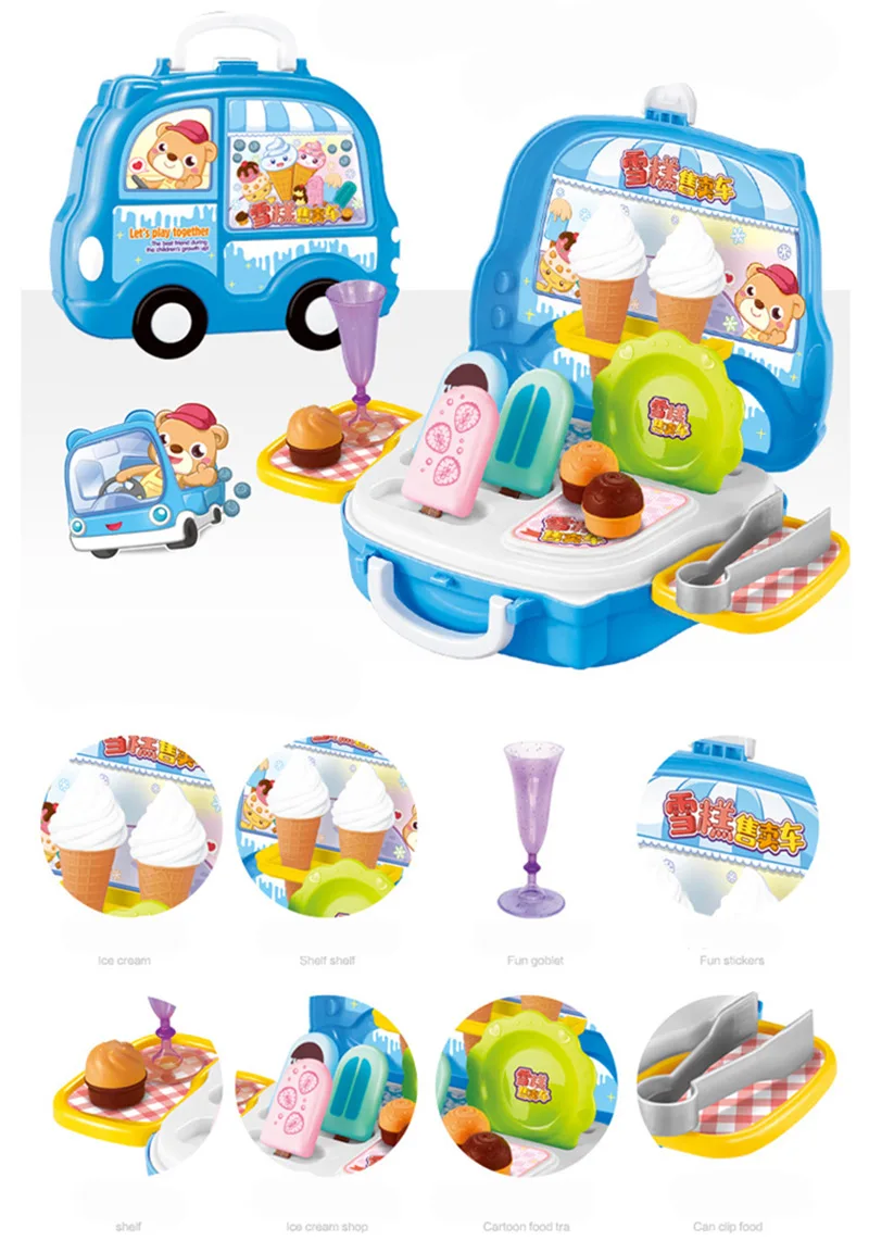 [Лучшие] игровой домик игрушки 25 шт./компл. Мороженое магазин игрушечных автомобилей может закрепить еда кухни вид шеф-повар игрушка для детей подарок