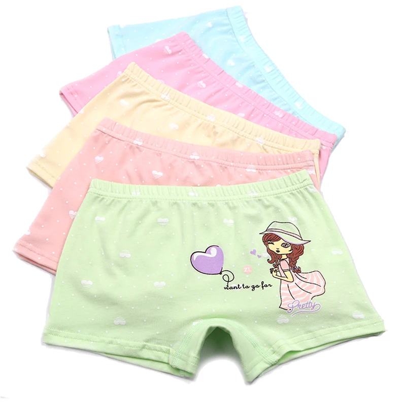 

5Piece/Lot 2018 New Baby Panties Children's Clothing Girls Boxer Organic Cotton Material Kids Girls Underwear Dot Cartoon Colors