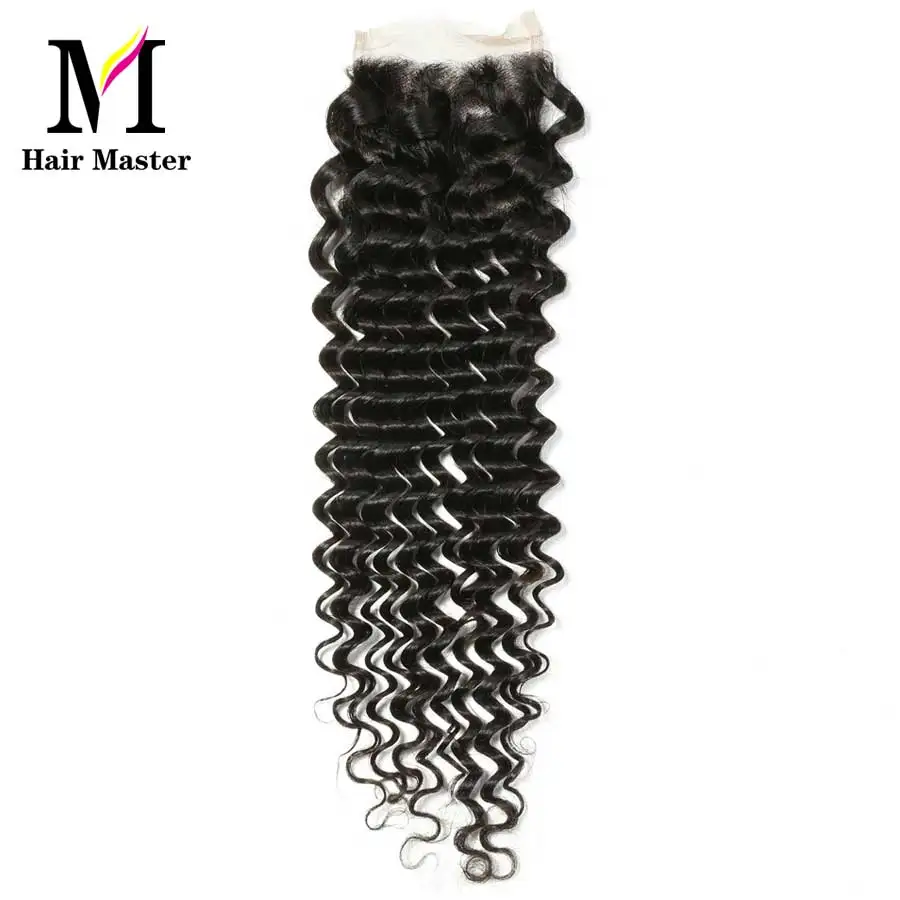 

Hair Master Brazilian Deep Wave Closure Remy Human Hair Closure 4x4 Nature Color Lace Closure Deep Curl Closure Free Shipping