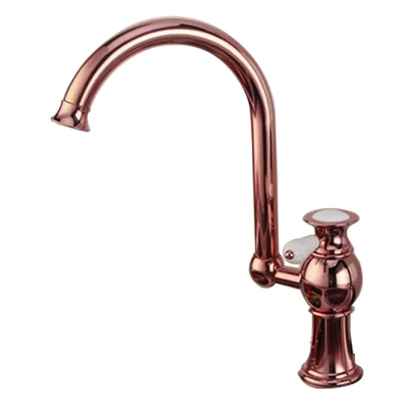 Free Shipping Royal Rose Gold Rotatable kitchen Faucet Swivel Curved