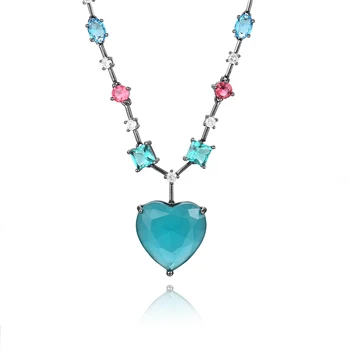 

missvikki Romantic Lovely Heart Pendant Sweet Chain Necklace Transparent Hot Trend Crystal Jewelry Bijoux Top Quality 2 Colors