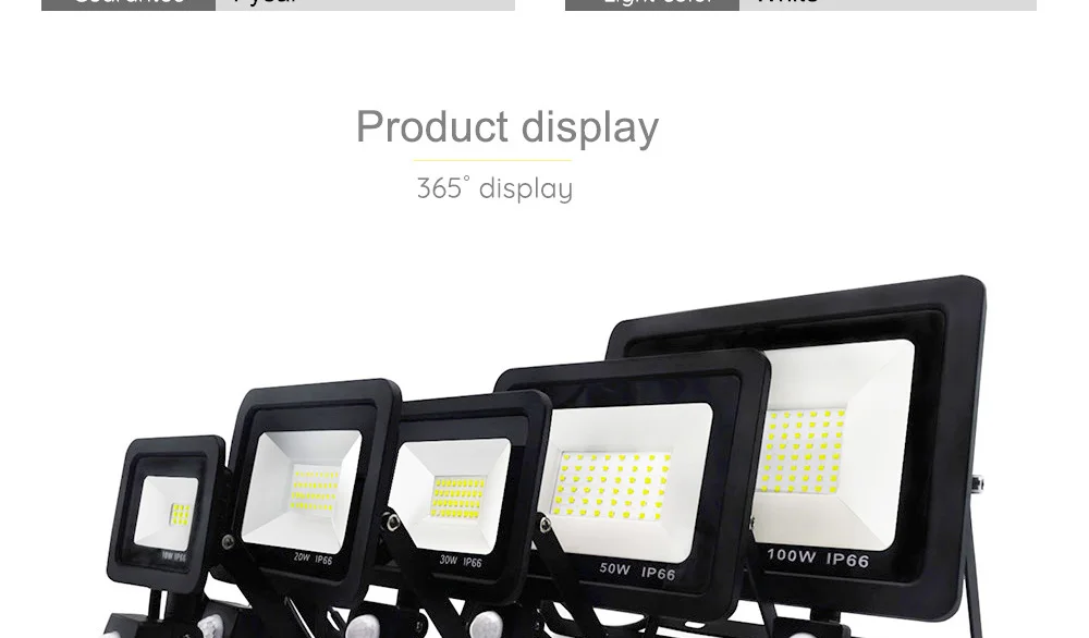 IP66 Водонепроницаемый Светодиодный прожектор Открытый прожектор PIR Прожектор датчика движения 10 Вт 30 Вт 50 Вт 100 Вт Настенный светильник Отражатель свет сада