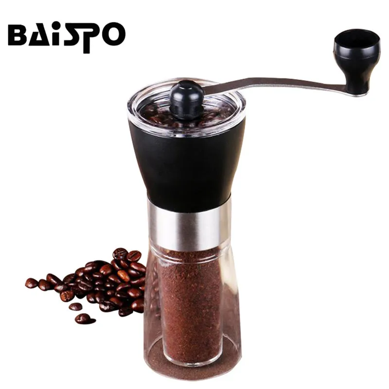 BAISPO دليل القهوة طاحونة خام سيراميك القهوة طاحونة اليد Coffeeware حبوب القهوة الفلفل التوابل مطحنة الحبوب الصلب القهوة صانع