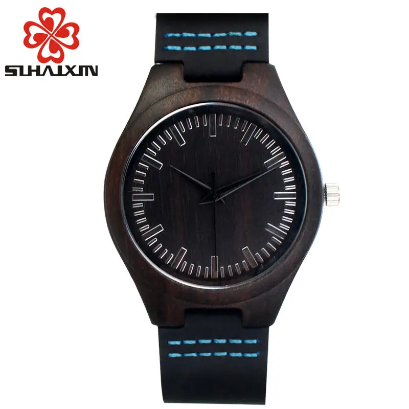 Мужские наручные часы SIHAIXIN Reloj Hombre роскошные черные из бамбукового дерева
