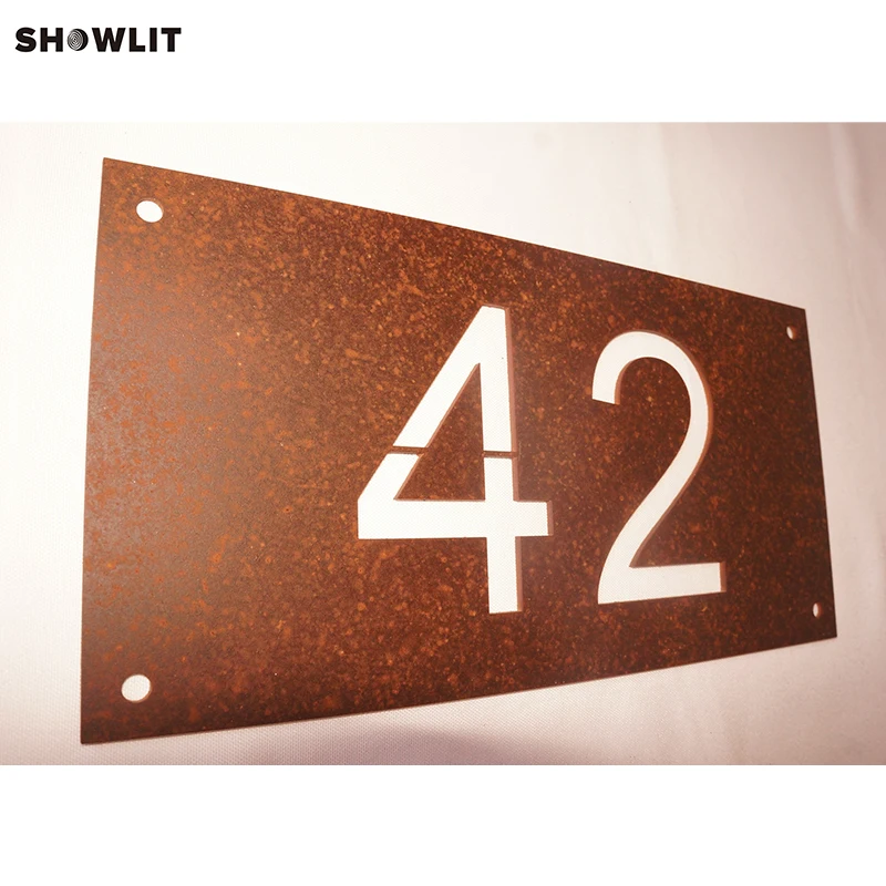 

Rusted Steel House Address Number Sign Plaque