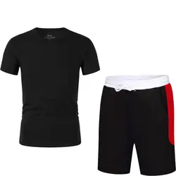 Новая мода 2019 Мужская футболка с короткими рукавами + шорты Мужская спортивная одежда новый сплошной цвет Повседневная спортивная одежда