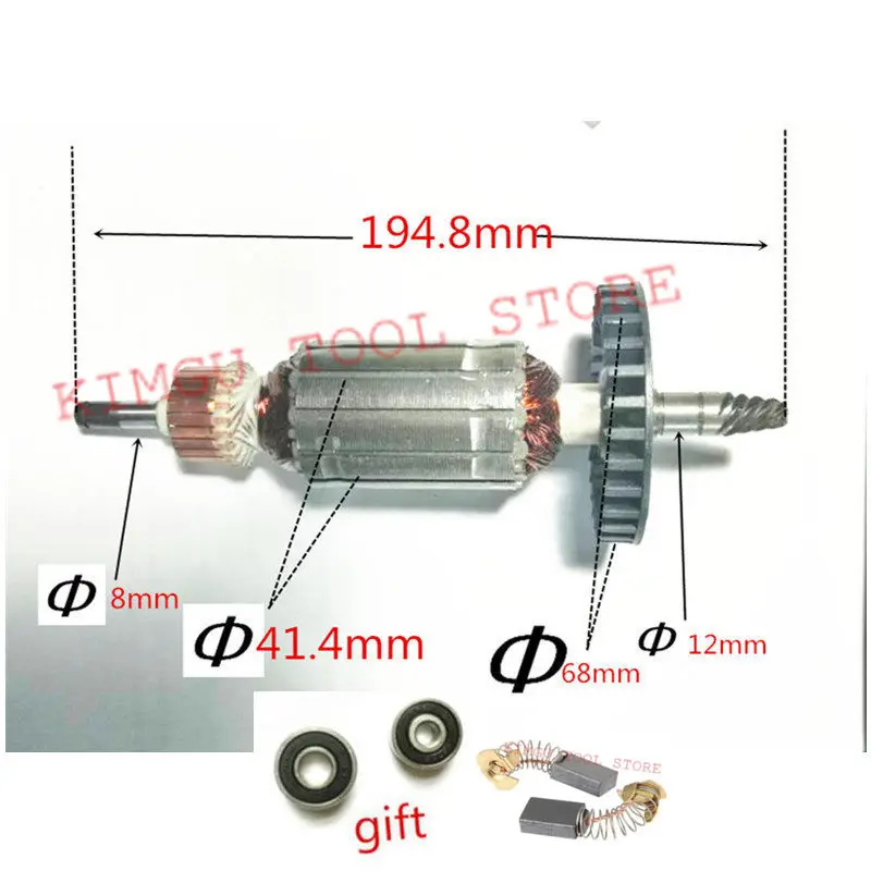AC220-240V Якорный двигатель ротора для замены 6 зубьев MAKITA 516308-7 9237CB 9227CB 9227C 9227CY якорь |