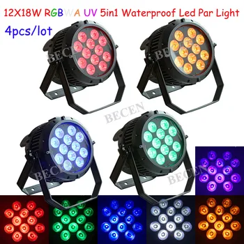 

4pcs/lot 12X18W RGBWA UV 6in1 waterproof led par light DMX512 IP65 for sale