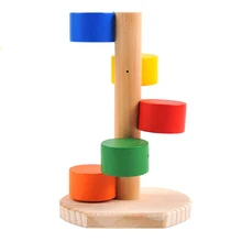 Хомяк ребенок Взаимодействие деревянная лестница игрушка Забавный прыжки лестница Натуральный Деревянный разноцветный на шарнире игрушка
