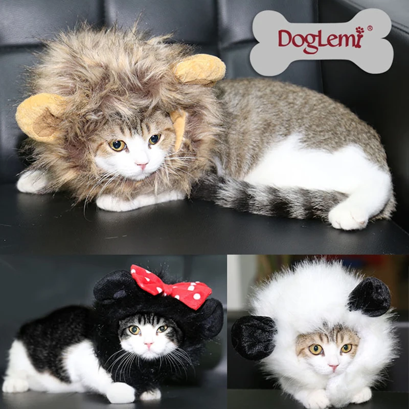 Doglemi Cat Лев Мане костюм Hat волос Pet Puppy Косплэй Cat парик 3 цвета доступны