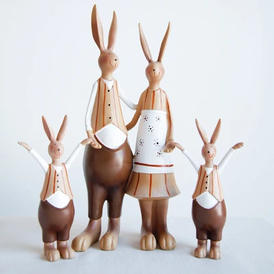 Статуэтки кролика из смолы, винтажная статуя кроликов, Свадебный домашний декор, ремесла, украшения для комнаты, фигурки животных из смолы - Цвет: E