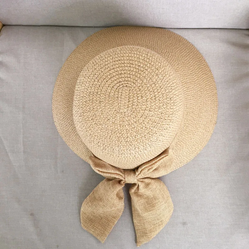 Summer Women Big Bow Wide Brim Straw Bucket Cap Ladies Floppy Beach Panama Hat Female Outdoor Casual Sun Caps CP0222 (4)