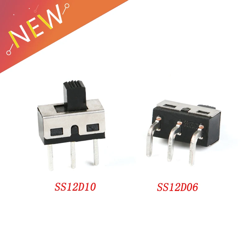 10 шт. переключатель SS12D10 SS12D06 3 штифта ручка с прямой стопой высота 5 мм расстояние 4
