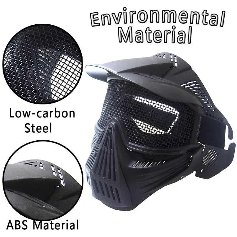 Professional Outdoor Motorcycle Cycling Protection Mask Tactical Military Airsoft Safety Metal Mesh Goggles Full Face Mask #2A20 (1)