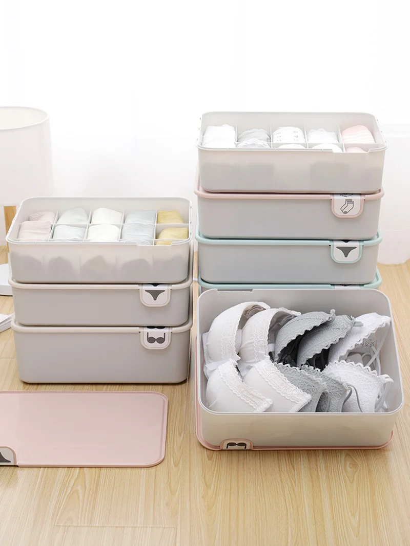 ملابس داخلية من البلاستيك المنظم صندوق تخزين الصدرية الجوارب درج التجميل مقسم خزانة مرتب 1/10/15 خلايا المنظمون