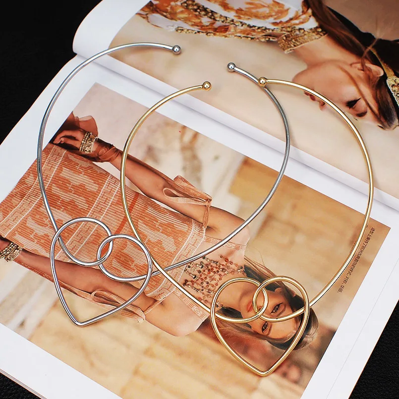 Панк Сплав Чокеры ожерелье металлическое Броское ожерелье геометрической формы для женщин ювелирные аксессуары UKEN
