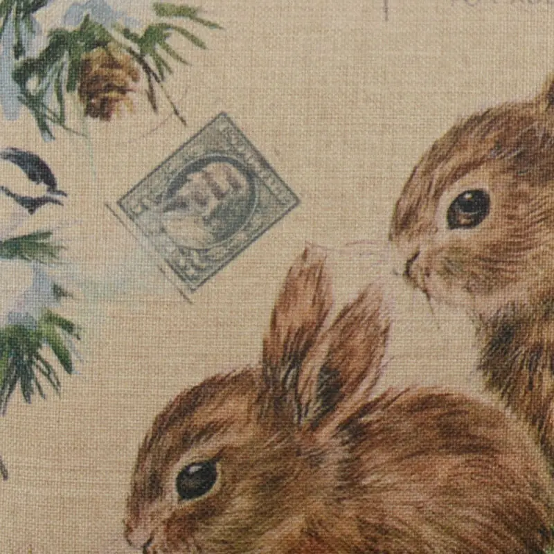 LINKWELL 45x45cm Retro Merry Christmas Happy Rabbit Bunny Carte Postale Season Decor Accent Home Pillowcase Burlap Cushion Cover LINKWELL 45x45cm Retro Merry Christmas Happy Rabbit Bunny Carte Postale Season Decor Accent Home Pillowcase Burlap Cushion Cover