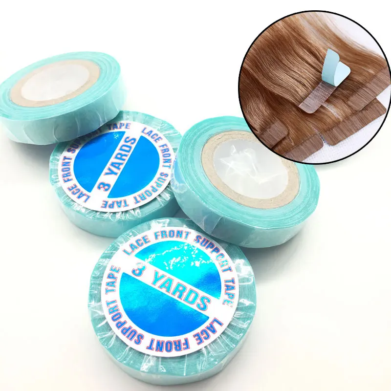 1 Roll 3 Yards Double Sided Adhesive Tape Skin Weft Tape Hair Extensions 1cm width Blue Tape For
