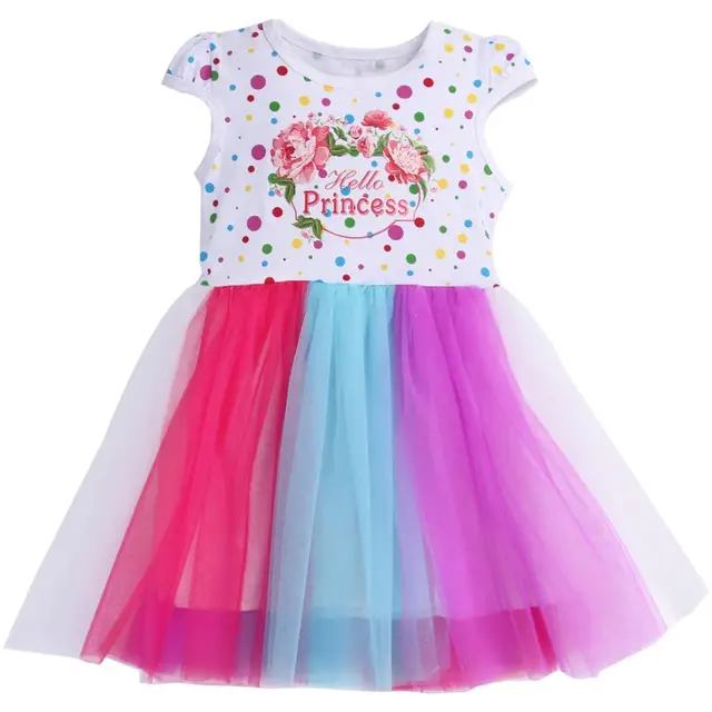 Happy Birthday Gift Princess Dresses For Girls 2018 Colorful Flower ...