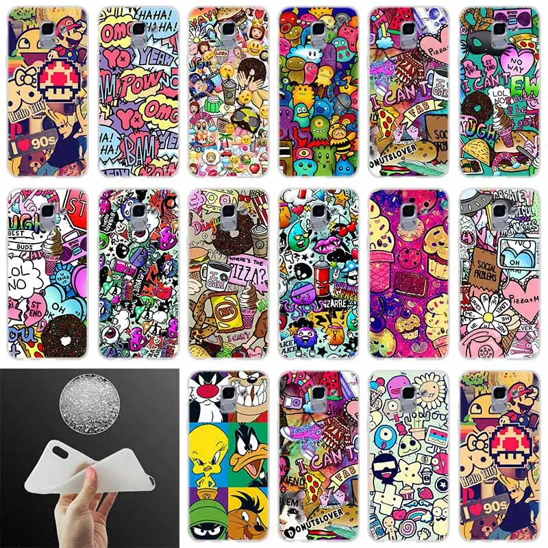 

Soft silicone Phone case Cover graffiti FOR Coque Samsung Galaxy J6 J4 J8 J7 2018 Plus J3 J5 J7 Prime Pro 2017 2016 Casse