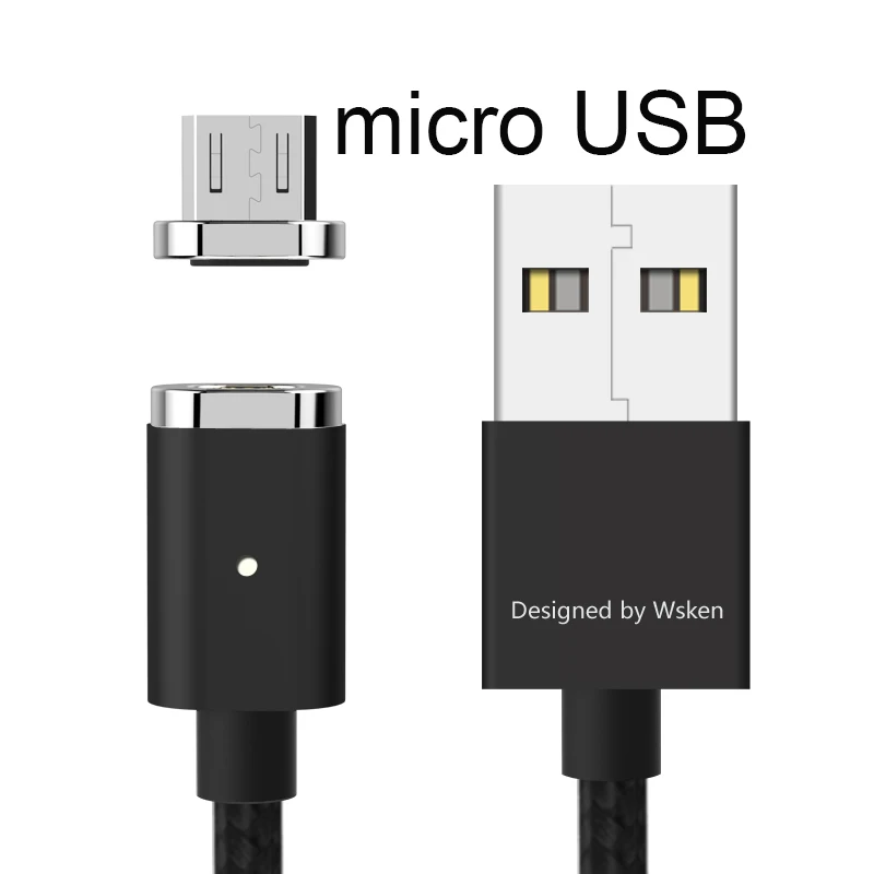 WSKEN Магнитный зарядный кабель Micro usb type c USB C Быстрая зарядка данных для samsung S9 S8 huawei xiaomi для iPhone кабель type-C - Цвет: micro USB cable