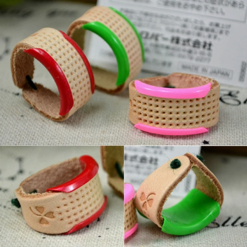 

Finger Protector Plastic and Soft Leather Thimble Adjustable Ring Finger Thimble Needles Partner Sewing Tools & Accessory 1pcs