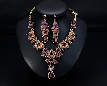 

bride's creative temperament is colorful crystal Luxury Women's Necklace Earrings Jewelry Sets made letters set color