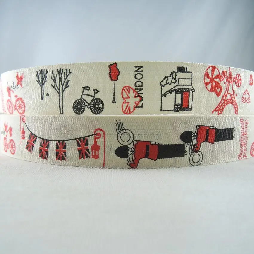 

1"25mm Printed London England British soldiers Cotton Ribbon DIY Handmade Craft Sewing Accessories Cloth Label Ribbon 5YDS XM56A